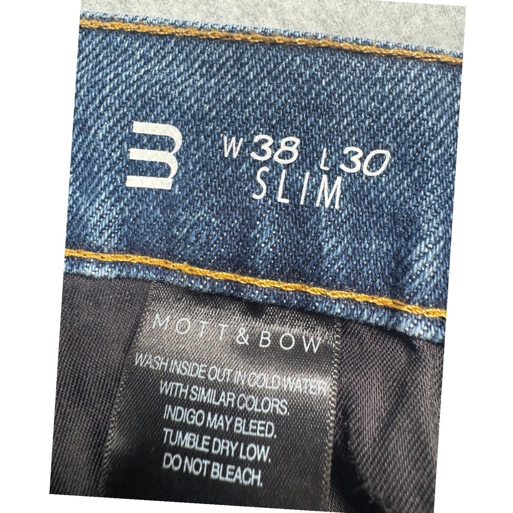 Mott & Bow Mens Medium Wash Blue Denim Slim Jeans 38x30 - Picture 11 of 13